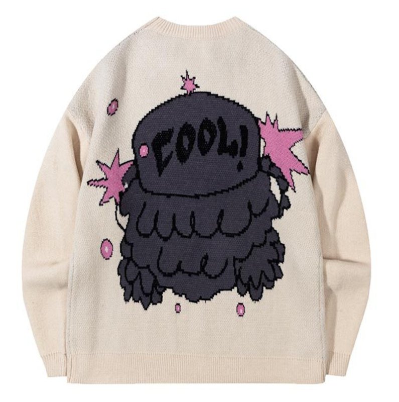 画像3: Hip-hop jacquard crew-neck sweater Knit  　ユニセックス 男女兼用ヒップホップジャガードラウンドネックセーター　ニット (3)