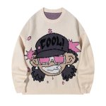 画像2: Hip-hop jacquard crew-neck sweater Knit  　ユニセックス 男女兼用ヒップホップジャガードラウンドネックセーター　ニット (2)