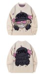 画像4: Hip-hop jacquard crew-neck sweater Knit  　ユニセックス 男女兼用ヒップホップジャガードラウンドネックセーター　ニット (4)