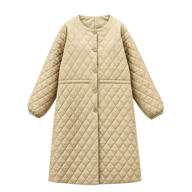 画像2: Padded down quilted long coat 中綿 ダウン キルティング ロングコートジャケット  (2)
