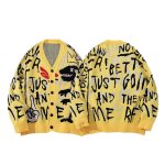 画像5: Graffiti Dinosaur & Alphabet Knit Cardigan 　ユニセックス 男女兼用グラフィティー＆ダイナソーVネックカーディガンセーター　ニット (5)
