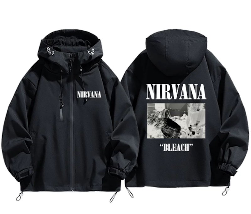画像1: Nirvana Hooded Windbreaker (with Zip) Anorak blouson Jacket 　ユニセックス男女兼用ニルヴァーナジップアップウインドブレーカマウンテンパーカージャケットブルゾン (1)