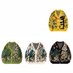 画像7: Graffiti Dinosaur & Alphabet Knit Cardigan 　ユニセックス 男女兼用グラフィティー＆ダイナソーVネックカーディガンセーター　ニット (7)