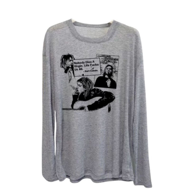 画像1: Unisex Nirvana Vintage-Style Graphic Long-Sleeve T-Shirt　男女兼用ニルヴァーナグラフィック ヴィンテージスタイル 長袖Tシャツ  (1)