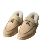画像1: Faux-fur trimmed flat loafers　縁ファートリミングフラットローファー シューズ (1)