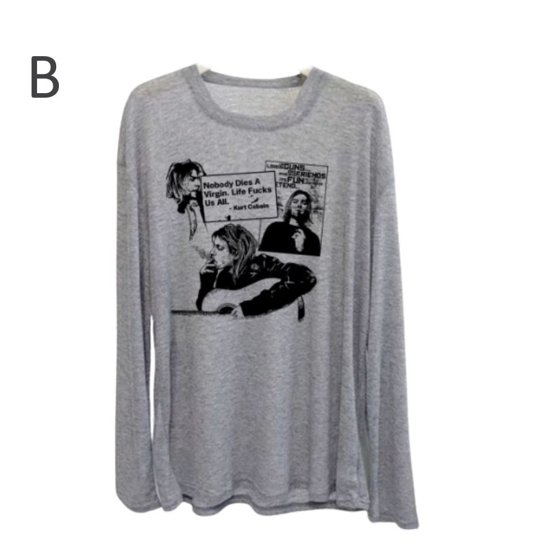 画像3: Unisex Nirvana Vintage-Style Graphic Long-Sleeve T-Shirt　男女兼用ニルヴァーナグラフィック ヴィンテージスタイル 長袖Tシャツ  (3)