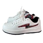 画像2: Unisex Checkered-Pattern Platform lace-up sneakers ユニセックス 男女兼用チェックポイント厚底 レザーレースアップスニーカー (2)