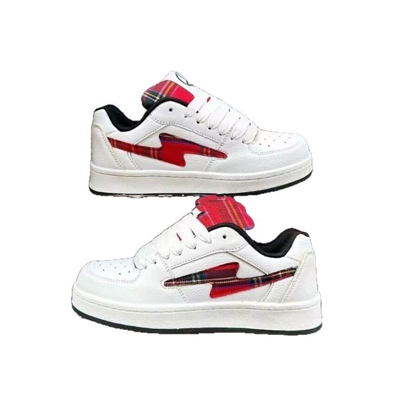 画像5: Unisex Checkered-Pattern Platform lace-up sneakers ユニセックス 男女兼用チェックポイント厚底 レザーレースアップスニーカー (5)