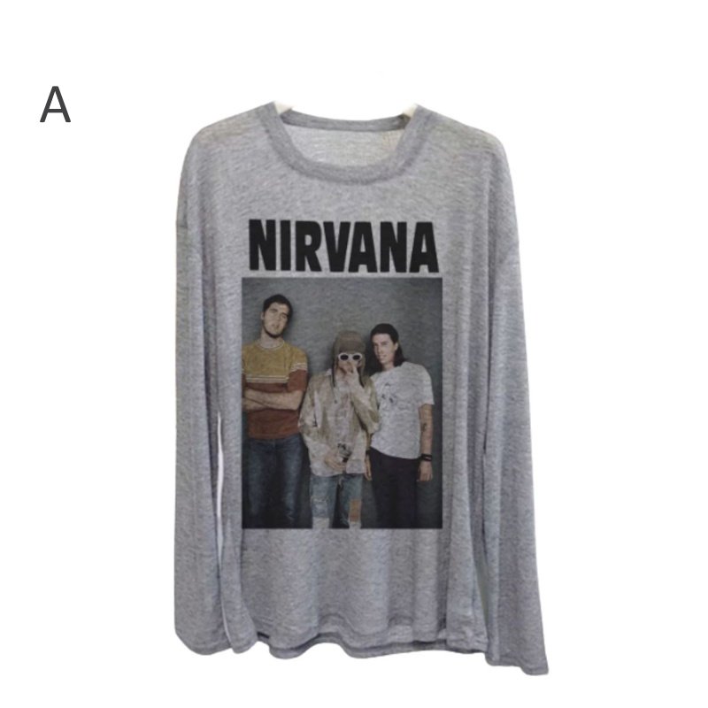 画像2: Unisex Nirvana Vintage-Style Graphic Long-Sleeve T-Shirt　男女兼用ニルヴァーナグラフィック ヴィンテージスタイル 長袖Tシャツ  (2)