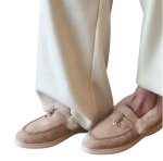 画像5: Faux-fur trimmed flat loafers　縁ファートリミングフラットローファー シューズ (5)