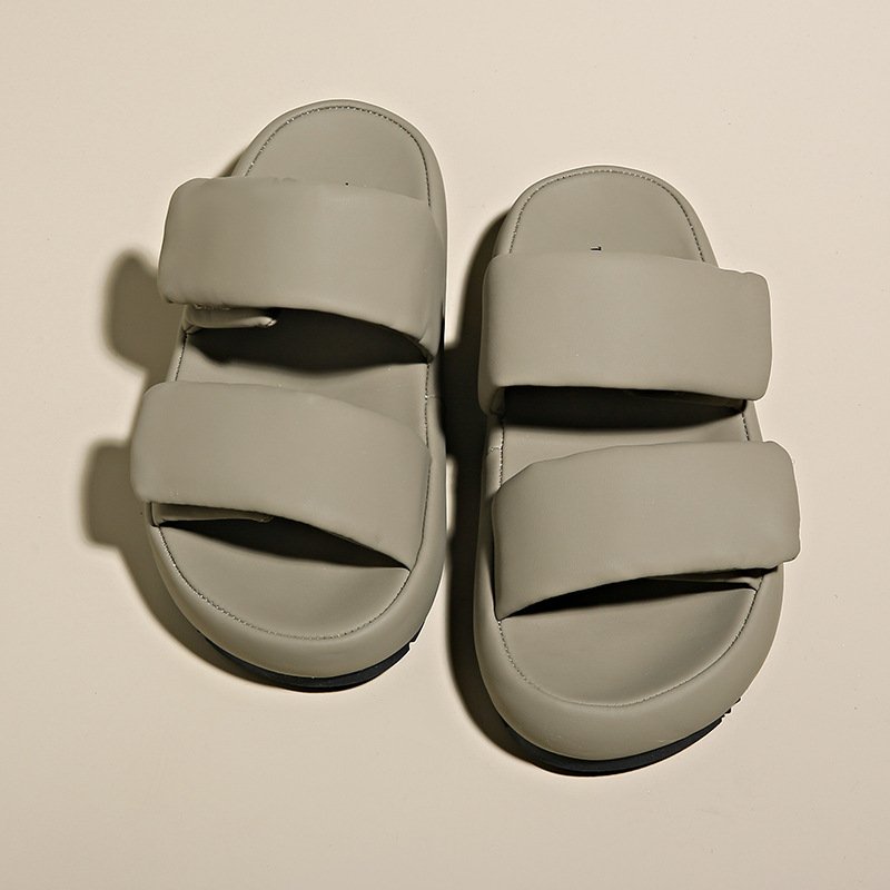 画像5: Velcro bread flip-flops casual cake sandals slippers ユニセックス 厚底 ベルクロ スポンジケーキ ダウン サンダルスリッパ (5)
