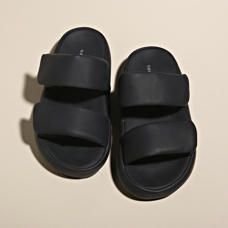 画像2: Velcro bread flip-flops casual cake sandals slippers ユニセックス 厚底 ベルクロ スポンジケーキ ダウン サンダルスリッパ (2)