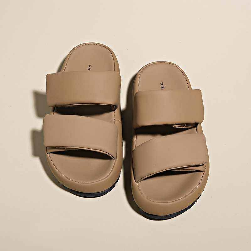 画像3: Velcro bread flip-flops casual cake sandals slippers ユニセックス 厚底 ベルクロ スポンジケーキ ダウン サンダルスリッパ (3)