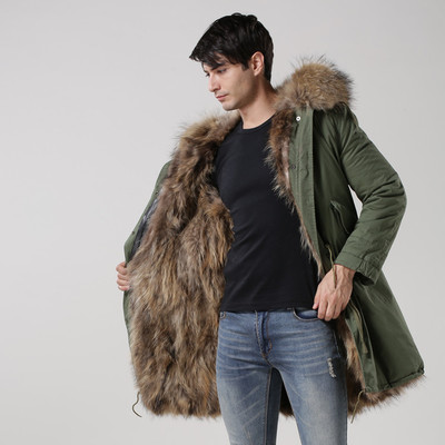 メンズ Mens Real Fox Fur Real Fur LinerHoodie Military Coat Long  リアルファーフード&ライナー付ミリタリーモッズコート