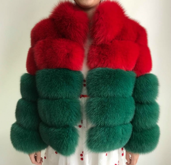 Women Real Fox Fur Jacket coat Outerwear フォックスファーバイカラージャケット コート - CREA