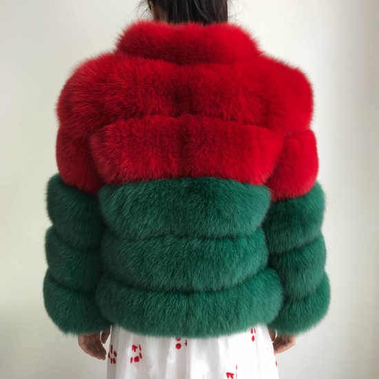 Women Real Fox Fur Jacket coat Outerwear フォックスファーバイカラージャケット コート - CREA