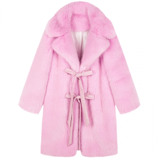 Women Pink Real Fox Fur long Coat Jacket リアルフォックスファーピンクファーロングコート　ジャケット