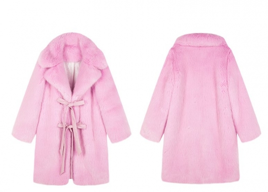 Women Pink Real Fox Fur long Coat Jacket リアルフォックスファー