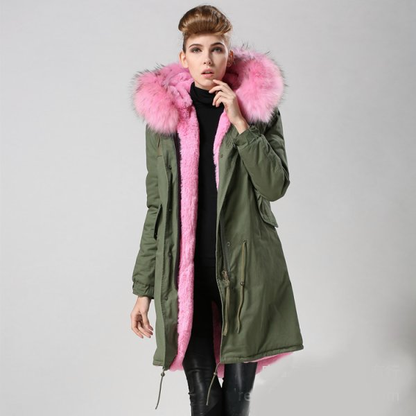 プラスサイズあり Real Fox Fur Real Fur LinerHoodie Military Coat Long リアルフォックス