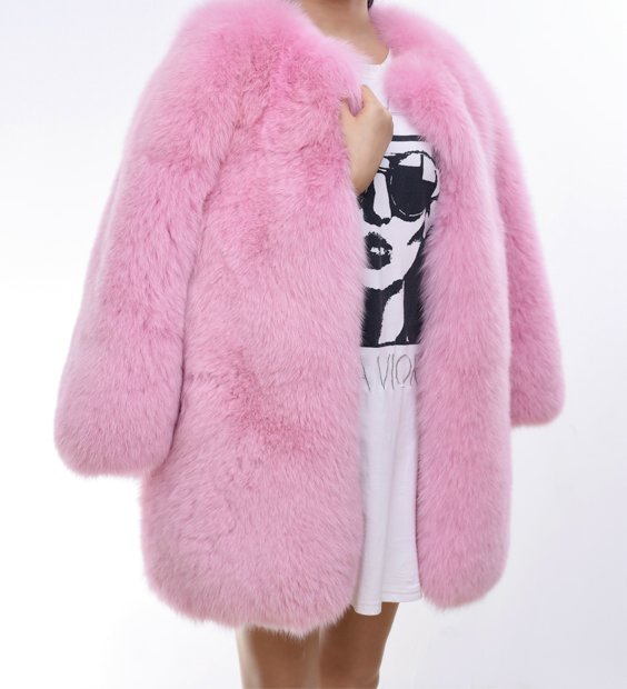 Real Fox Fur Real Fur Pink Coat リアルフォックスファーピンクコート ...