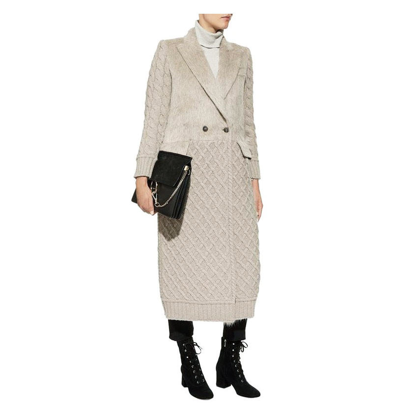 women's cashmere alpaca sweater coat カシミア＆アルパカニットロングコート ジャケット - CREA