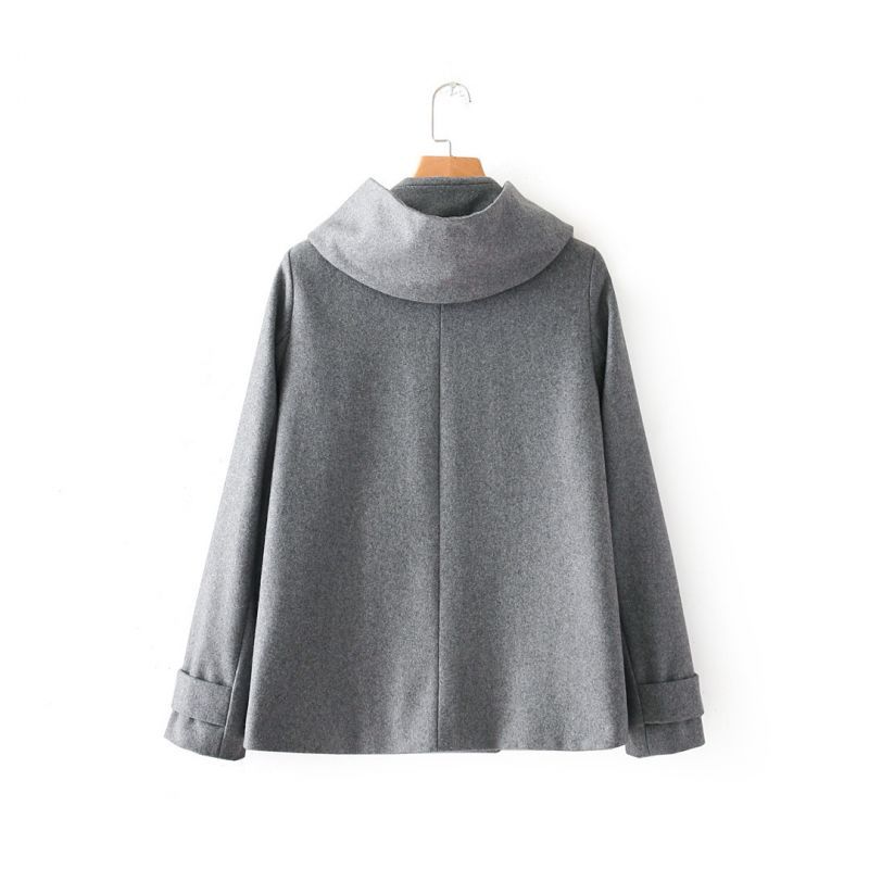 hooded woolen jacket coatフーディーシンプルジャケット コート - CREA WEB SHOP |クレアウェブショップ