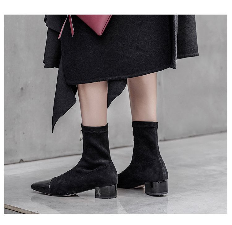 Women S Stretch Velvet Short Boots Ankle Boots ストレッチ本革レザージップショートブーツ ショート ブーティーブーツ Crea Web Shop クレアウェブショップ