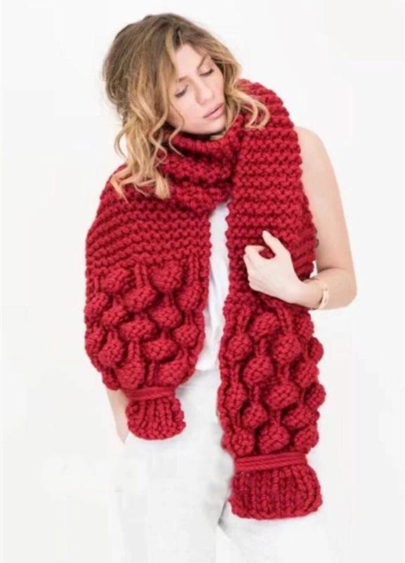Women's Handmade Grape Sweater Super Chunky Knit Scarves Ahududu