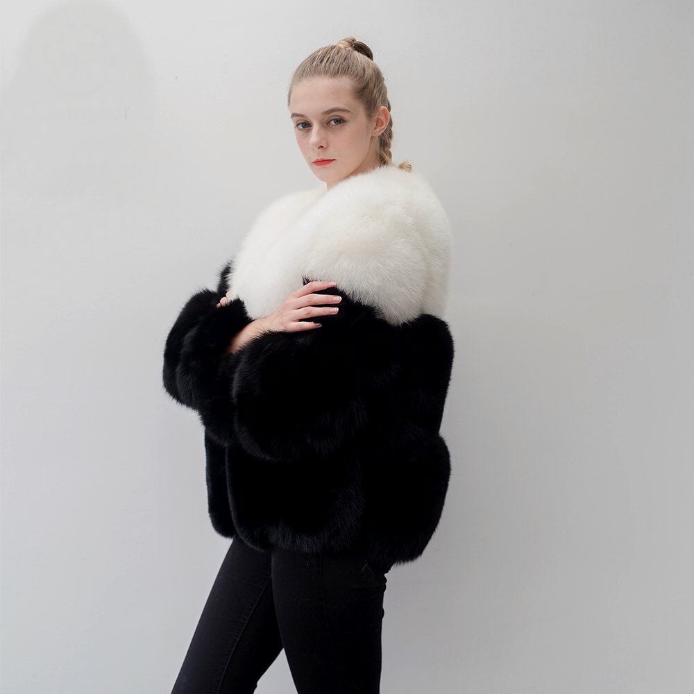 2-tone Real Fox Fur Real Fur Coat ツートーン リアルフォックス