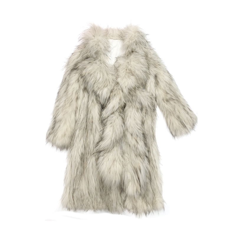 Women's Real Raccoon Fur Knitting Fur Coat Mix Color リアル 
