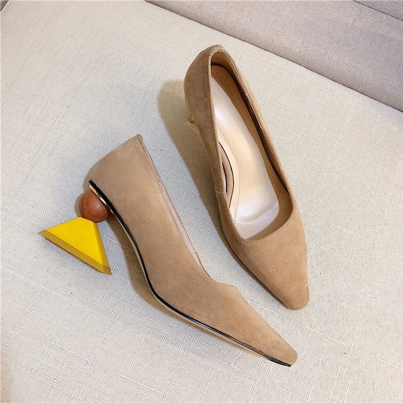 Women S Unique Heel Suede Pumps リアルスエードオシャレなヒールパンプス Crea Web Shop クレアウェブショップ