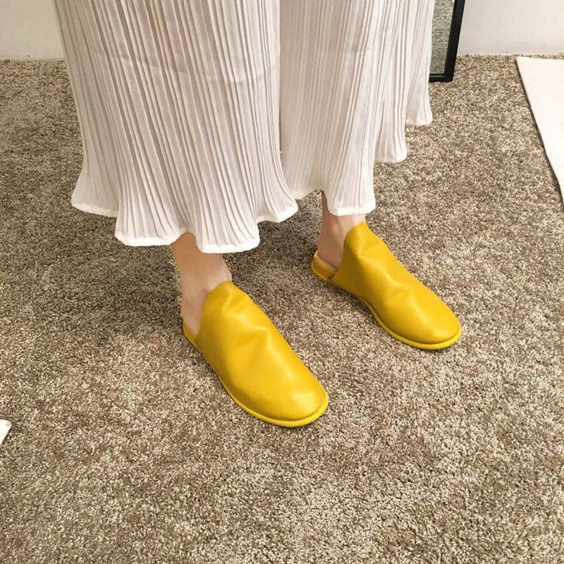 women's Baotou half slippers フラットハーフスリッパ ローファー サボ