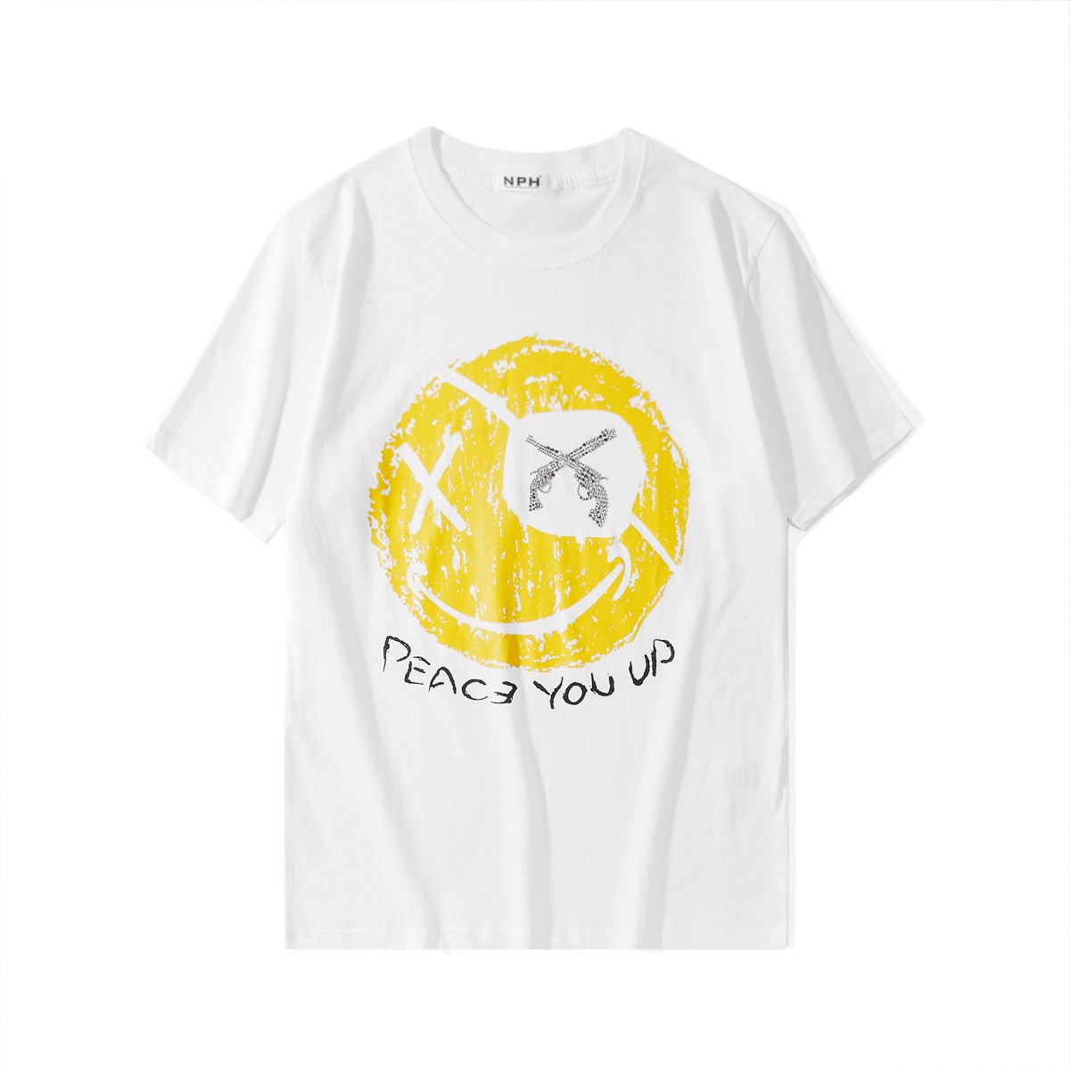 yellow smiley face one-eyed pirate couple men and women short