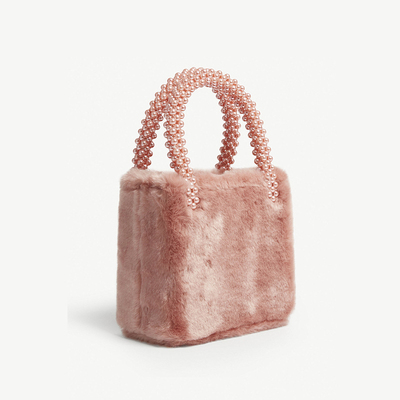 woman’s pearl portable box small square bag パールハンドルスクエアボックスファーバック　フレンチスタイル