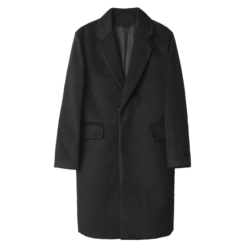Men's loose British over the knee thickening long coat メンズ ...