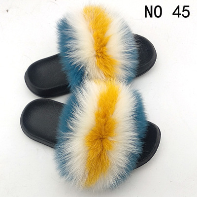 women's Fox fur slippers Sandals リアルフォックスファーモコモコ 