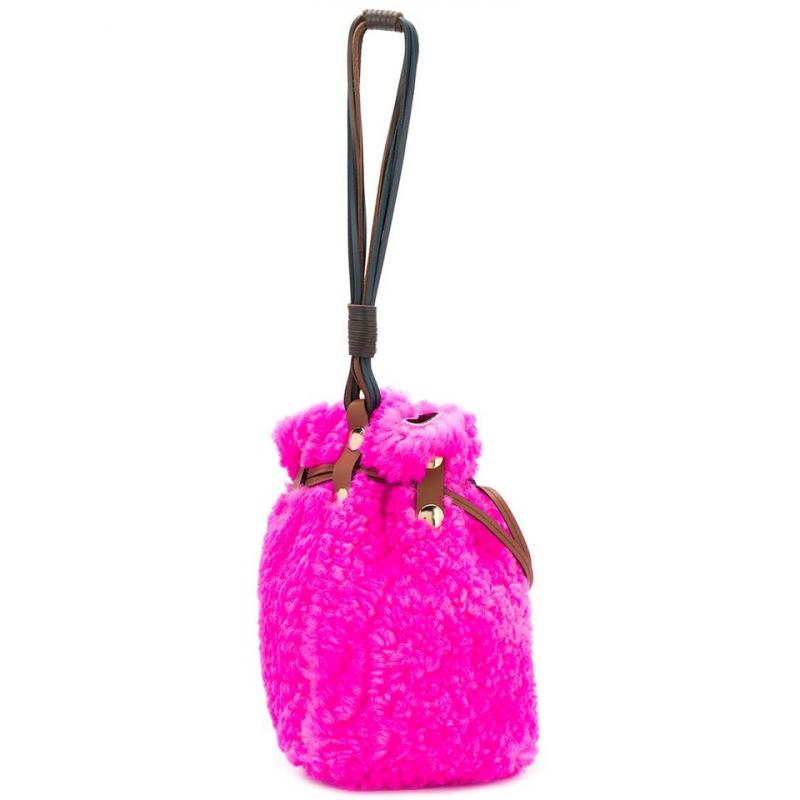 woman's cute hairy bucket shoulder bag totebag ミニバケットファー