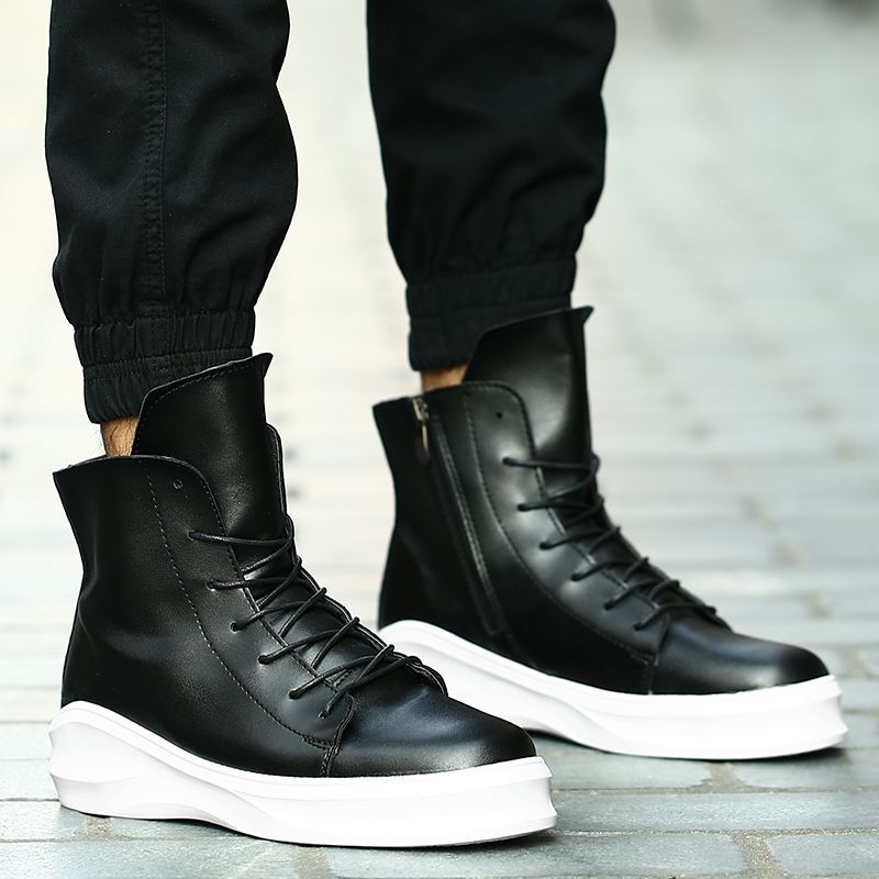 Men S High Cuts Shoes Sneakers Boots メンズ ギリス調ハイカットレザースニーカー ブーツ ロング 編み上げ