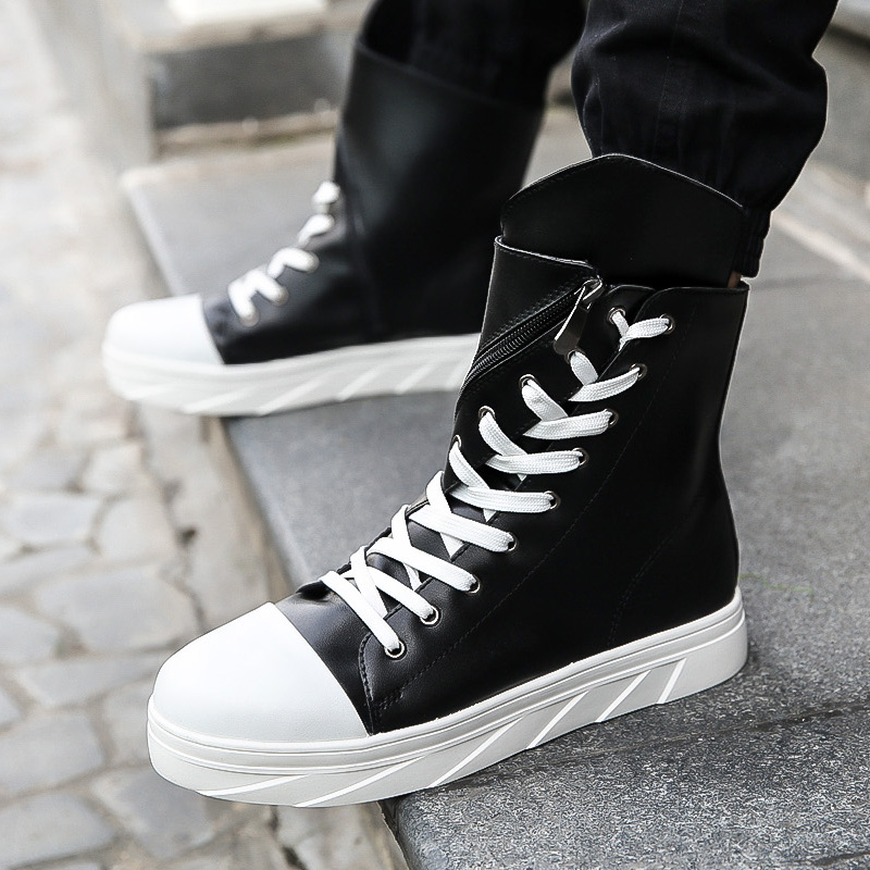 Men S High Cuts Shoes Sneakers Boots メンズ ギリス調ハイカットレザースニーカー ブーツ ロング 編み上げ