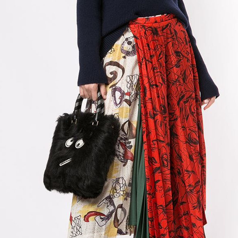 Woman's abstract print mix print pleated skirt シフォン ミックス