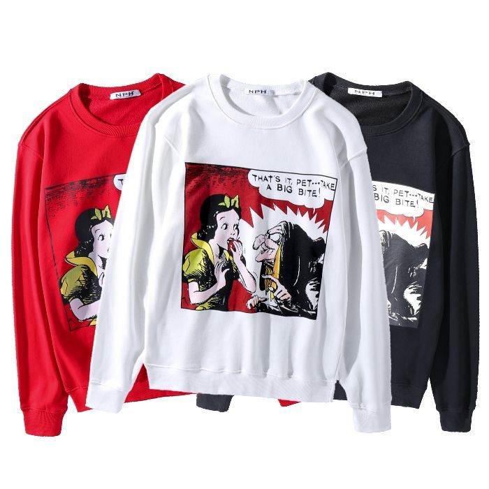 men's anime Snow White print sweater trainer ユニセックス男女兼用
