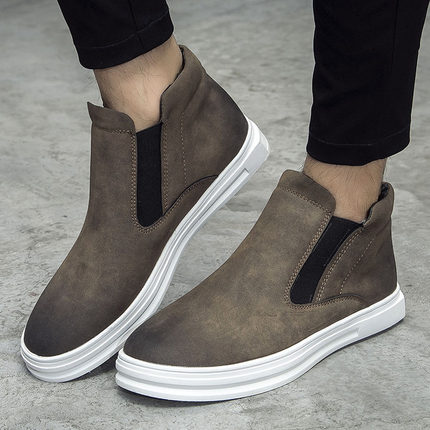 Men's High-cut sneakers slip-onsレザーハ 