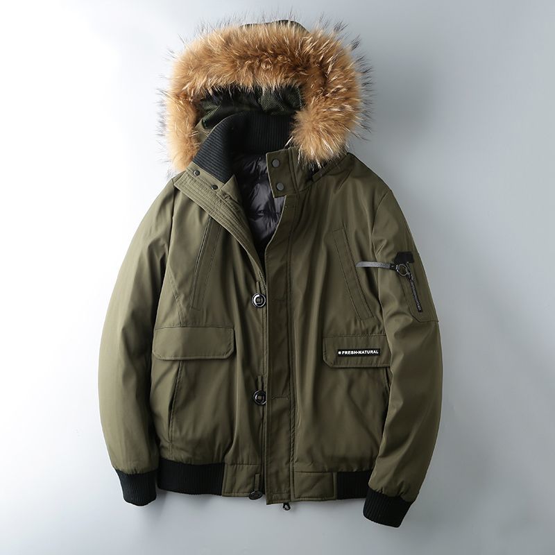 Men's Cattle goods raccoon& duck down jacket coat リアルラクーン