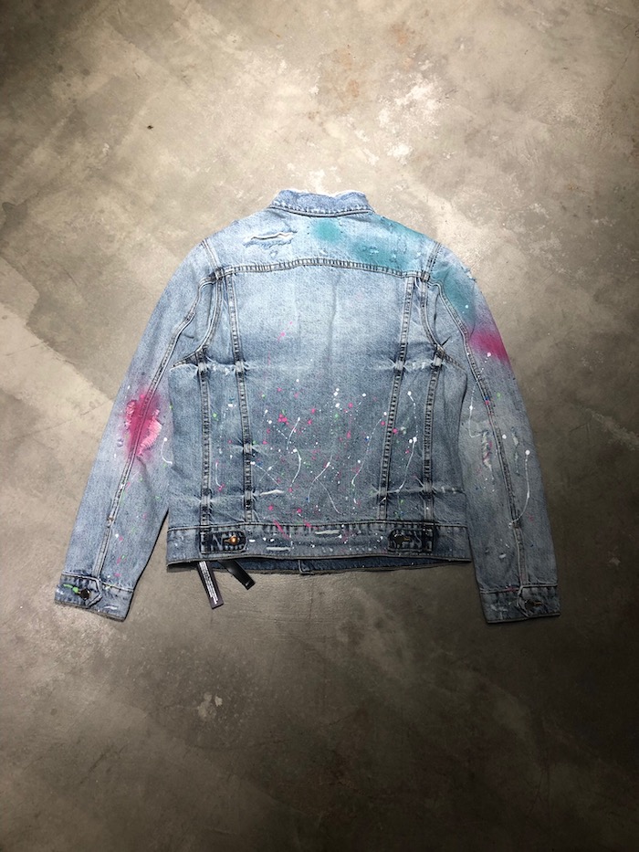 men's splash ink wash old loose hole denim jacketj blouson men's splash ink wash old loose hole denim jacketj blouson