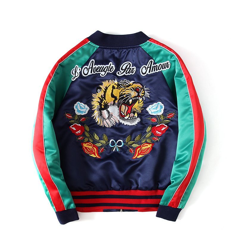 men's Yokosuka Tiger Flower Embroidery Baseball Jacket blouson 