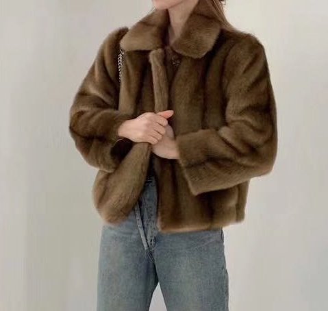 Women's imitation mink warm short fur coat jacket エコミンクファー ...