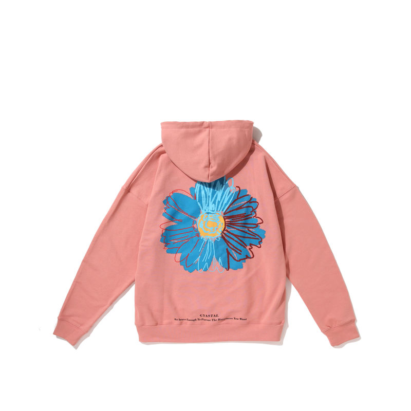 men's daisy sun flower loose round neck hooded sweater ユニ