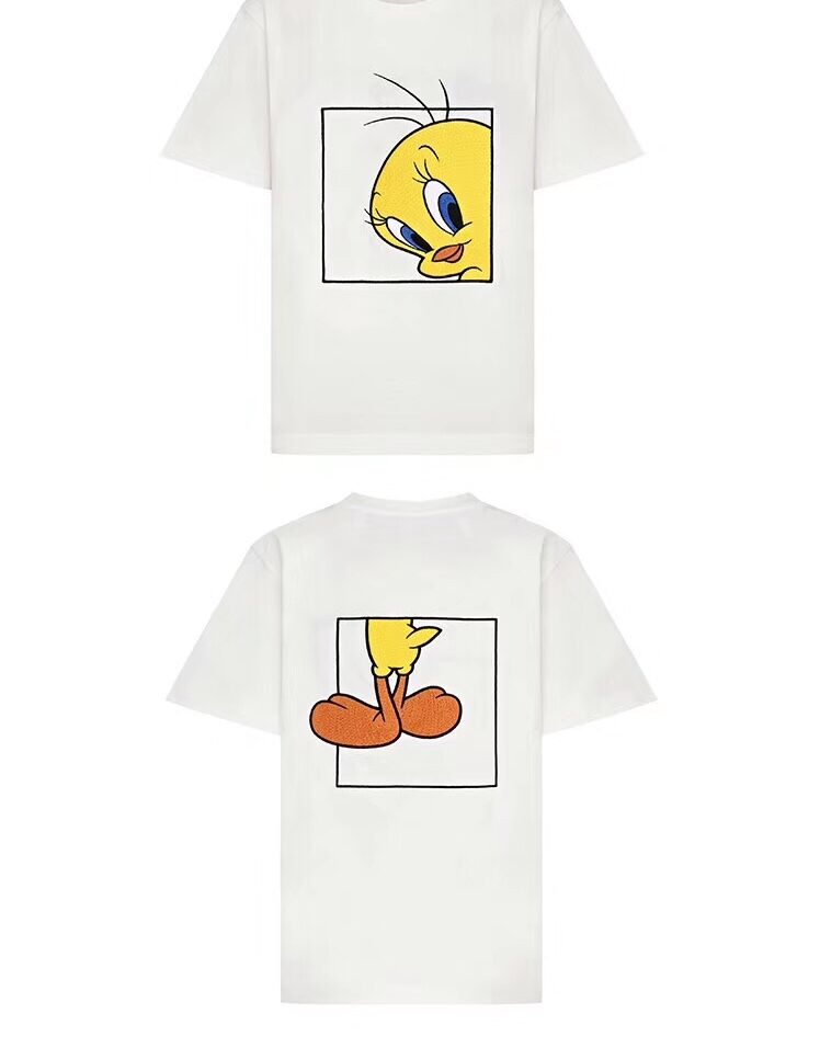 【ビッグシルエット】ルーニーテューンズ　刺繍　肉厚ホッケーシャツ　ゲームシャツ