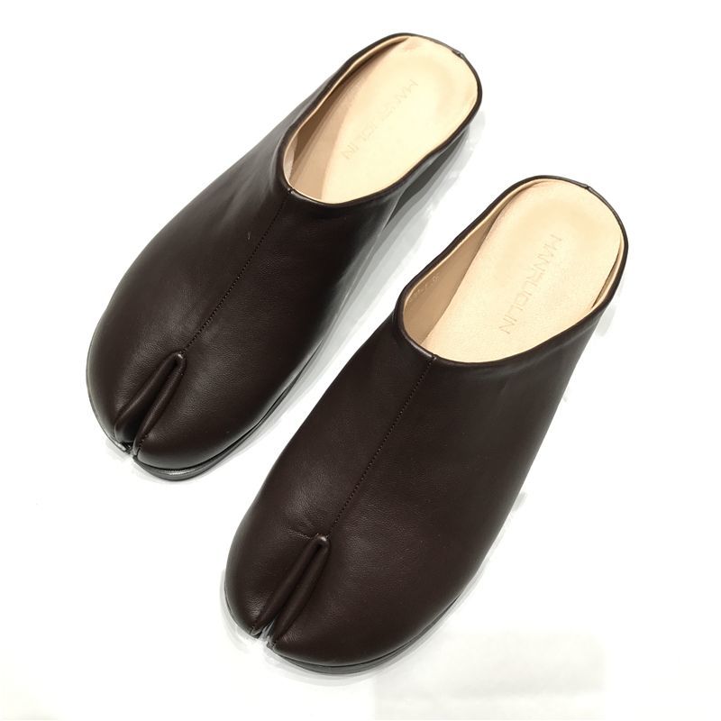 women's tabi Valley flat split toe half slippers pumps shoes  レザー足袋tabiバレーフラット スリッパ サンダル パンプスシューズ