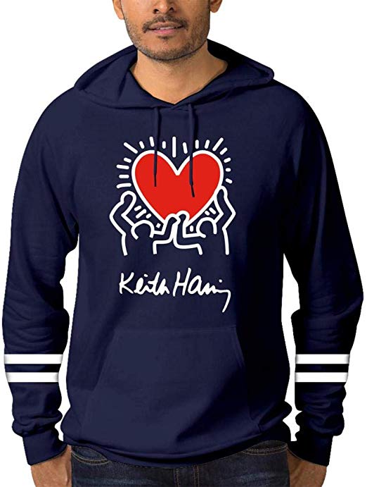 Men S Casual Cotton Keith Haring Logo Novelty Hoodies With Pocket Pullover Hoodies Long Sleeve Hooded Sweatshirtメンズコットンキースヘリングロゴパーカーパーカー スウェットユニセックス男女兼用